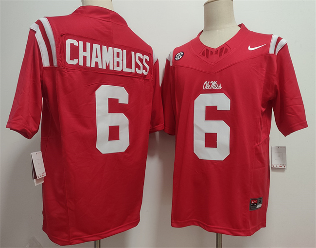 Men's Red Ole Miss Rebels #6 Trinidad Chambliss 2025 F.U.S.E. Stitched jersey